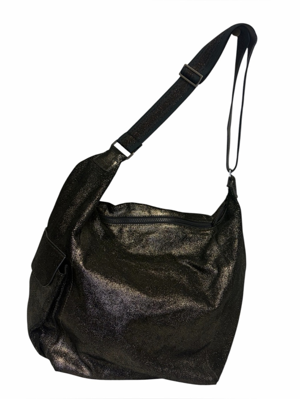 Brunello Cucinelli Distressed Metallic Leather Hobo Bag